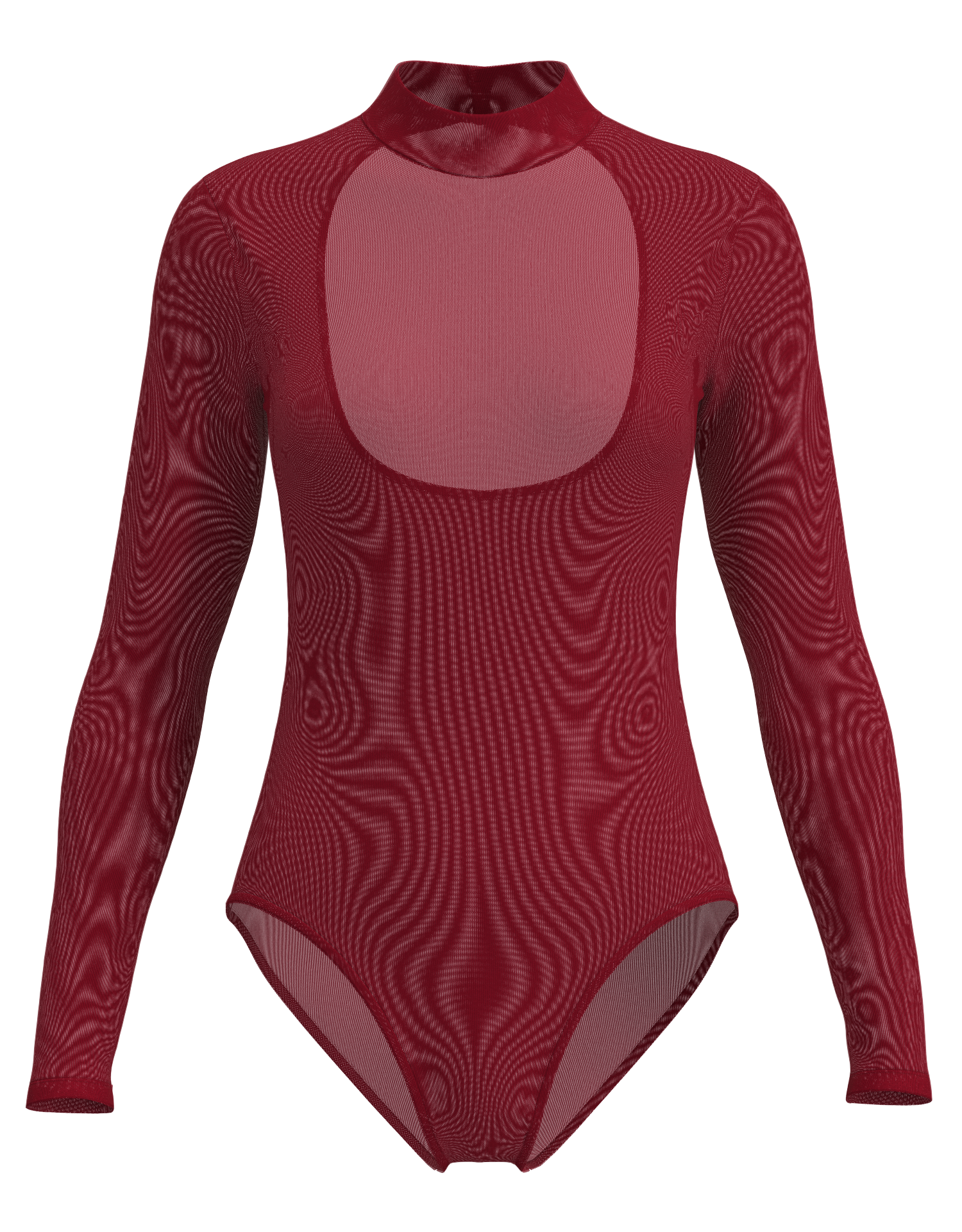 Mesh Mock Neck Long Sleeve Leotard