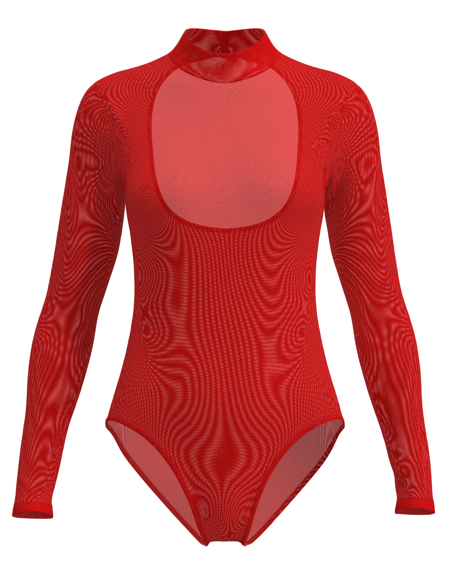 Mesh Mock Neck Long Sleeve Leotard