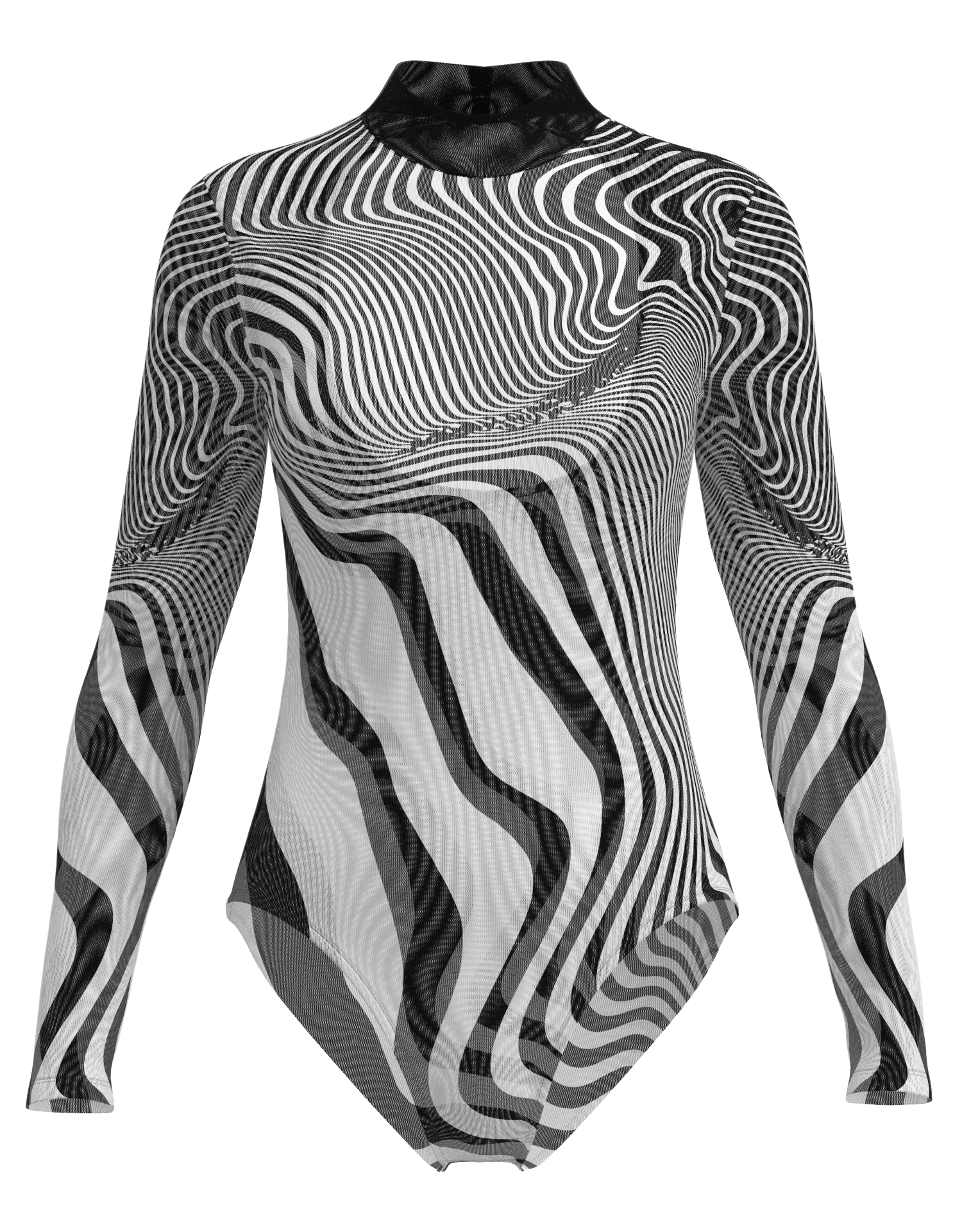 Mesh Mock Neck Long Sleeve Leotard