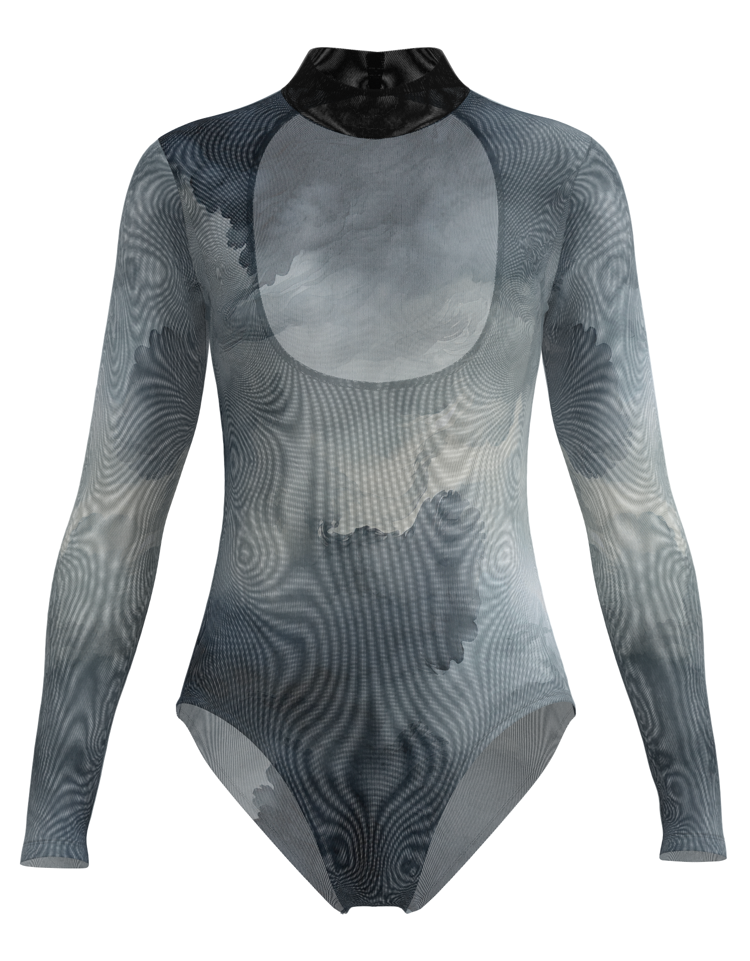 Mesh Mock Neck Long Sleeve Leotard