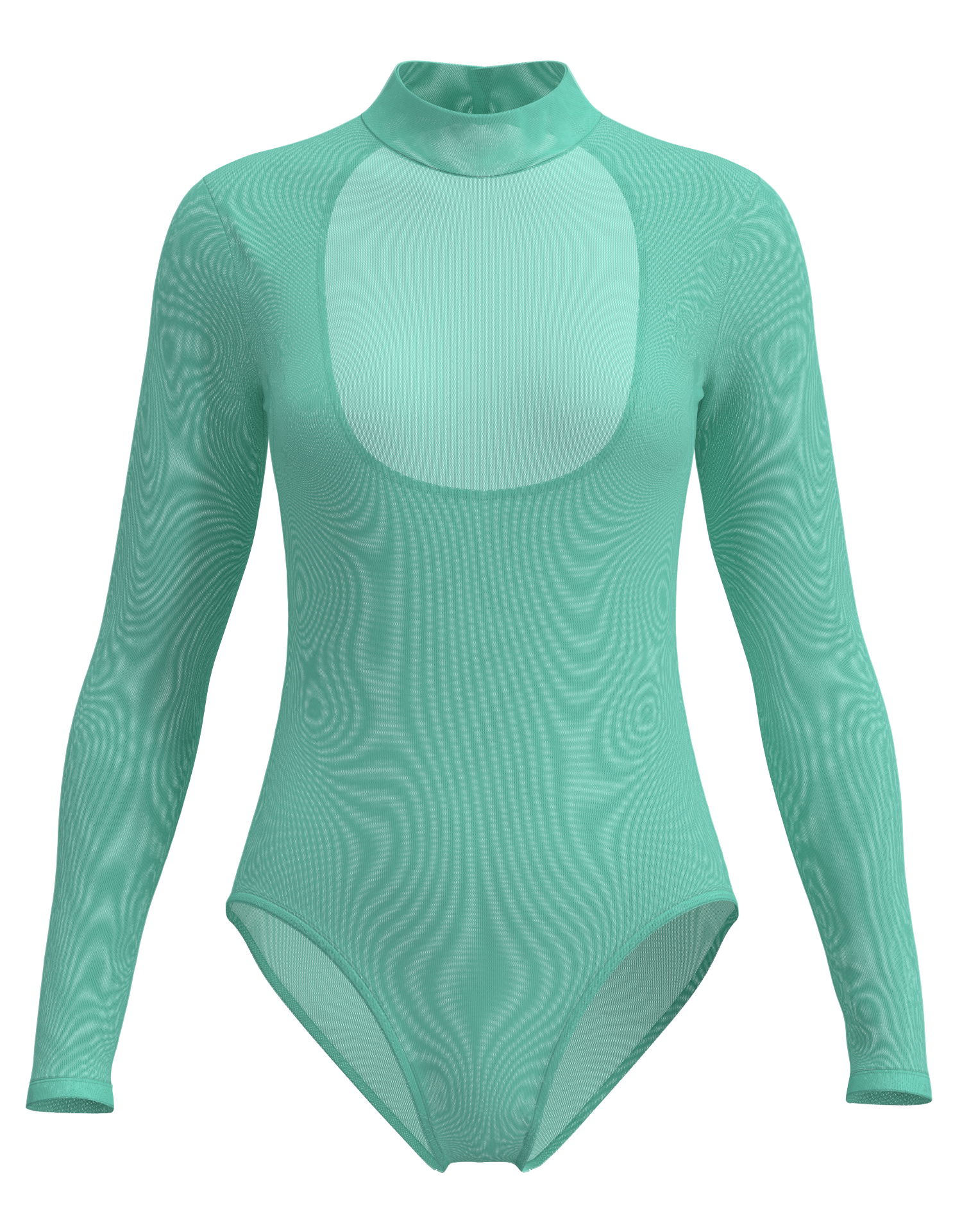 Mesh Mock Neck Long Sleeve Leotard