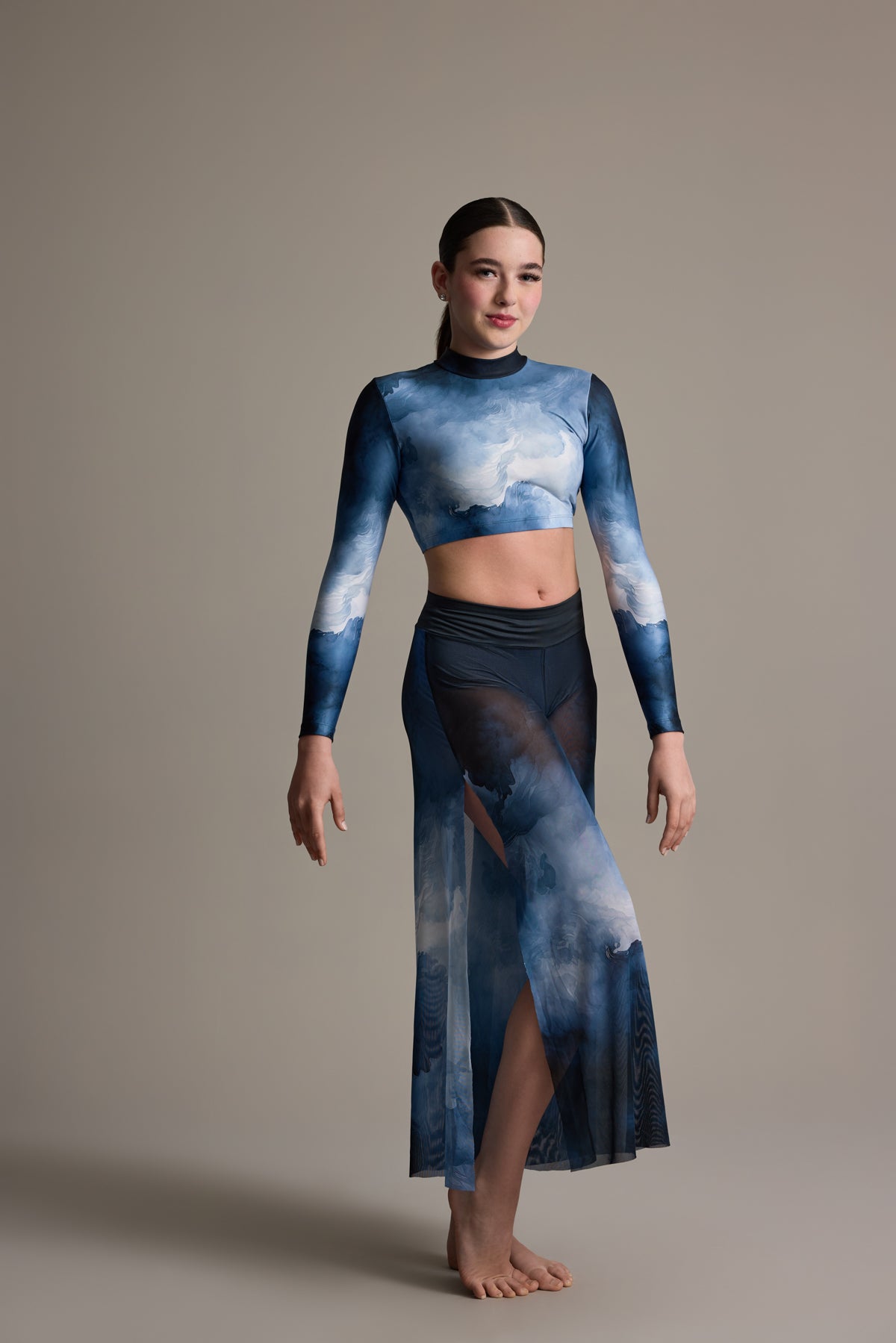 Side Slit Mesh Palazzo Pant