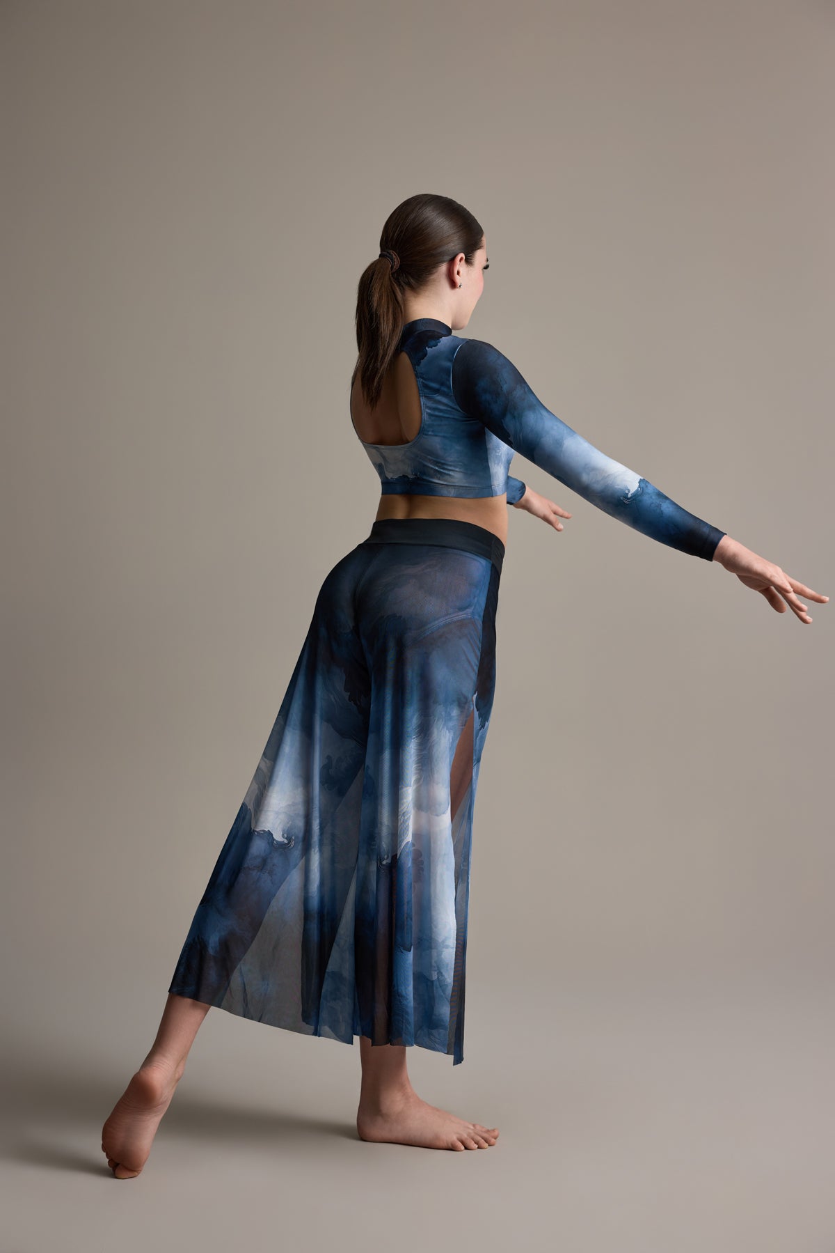 Side Slit Mesh Palazzo Pant