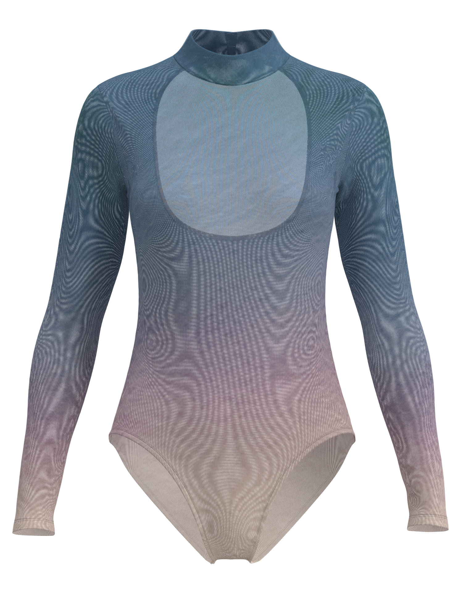 Mesh Mock Neck Long Sleeve Leotard